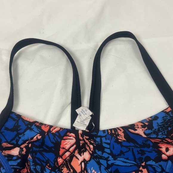 Lululemon Rise and Run Bra Sz 4 Mini Paint Harbor Blue Multi Black Strap - Picture 5 of 10
